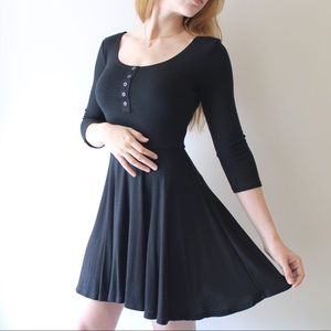 Black A-line skater dress